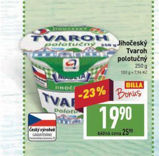 Billa Jihočeský tvaroh nabídka