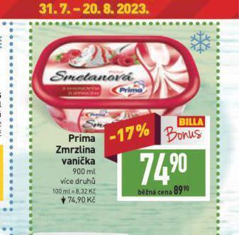 Billa Prima zmrzlina nabídka