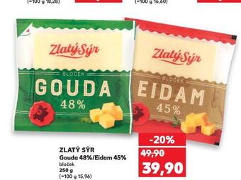 Kaufland Zlatý sýr gouda 48%, eidam 45% nabídka