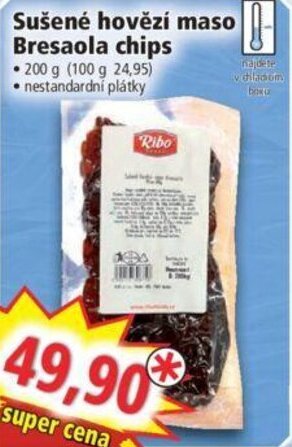 Norma Sušené hovězí maso Bresaola chips nabídka