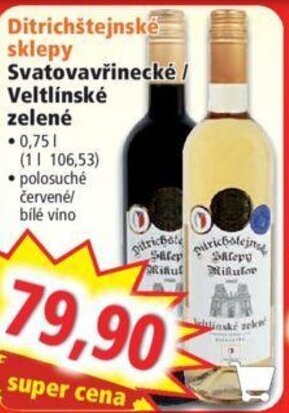 Norma Ditrichštejnské sklepy Svatovavřinecké / Veltlínské zelené nabídka