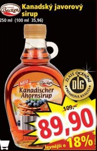 Norma Kanadský javorový sirup nabídka