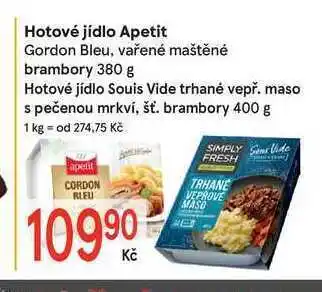 Apetit hotové jídlo gordon bleu, vařené maštěné brambory 380 g