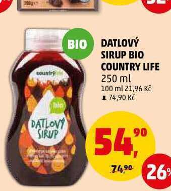 Penny Market Datlovy sirup bio country life, 250 ml nabídka
