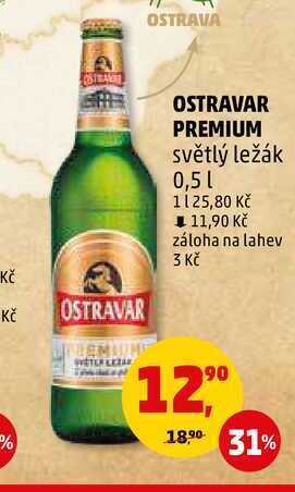 Penny Market Ostravar premium světlý ležák, 0,5 l nabídka
