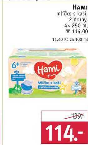 Rossmann Hami mlíčko s kaší, 4x 250 ml nabídka
