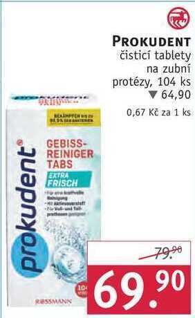 Rossmann Prokudent čisticí tablety na zubní protézy, 104 ks nabídka