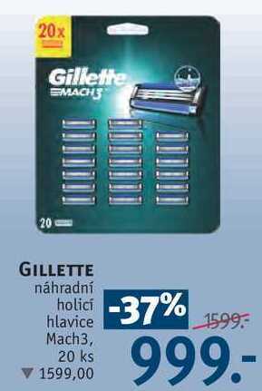 Rossmann Gillette náhradní holicí hlavice mach3, 20 ks nabídka