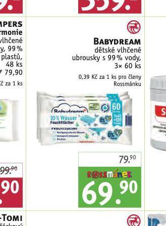 Rossmann Babydream dětské vlhčené ubrousky nabídka