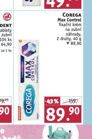 Rossmann Corega max control fixační krém na zubní náhrady nabídka