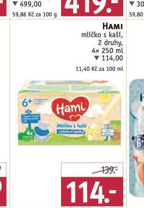 Rossmann Hami mlíčko s kaší nabídka