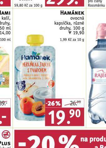 Rossmann Hamánek ovocná kapsička nabídka