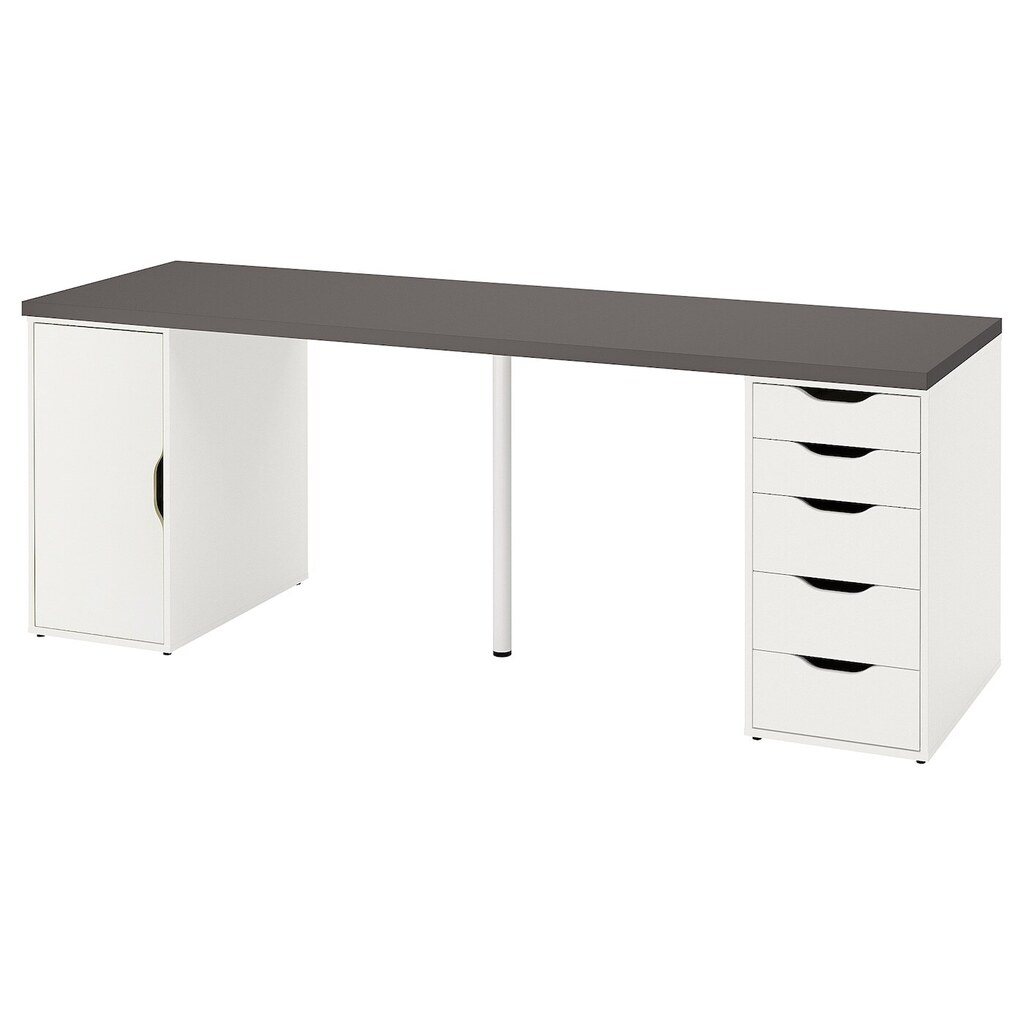 IKEA Lagkapten / alex psací stůl, tmavě šedá/bílá, 200x60 cm nabídka