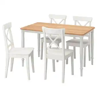 IKEA Danderyd / ingolf stůl a 4 židle, dýha dub bílá/bílá, 130x80 cm nabídka