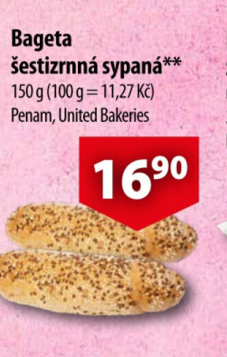 CBA Bageta šestizrnná sypaná** nabídka