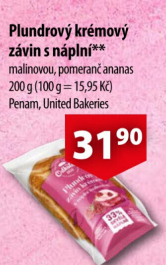 CBA Plundrový krémový závin s náplní** nabídka