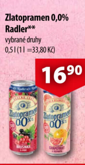 CBA Zlatopramen 0,0% Radler** nabídka