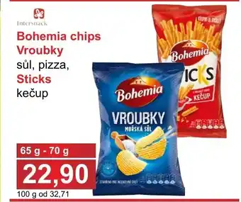 PLUS JIP Bohemia chips Vroubky sůl, pizza, Sticks kečup nabídka