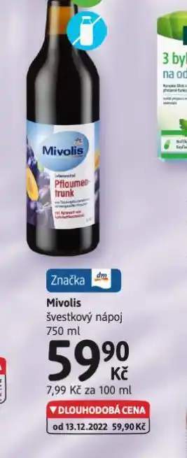 dm drogerie Mivolis švestkový nápoj nabídka