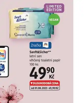 dm drogerie Sanft&sicher letní sen vlhčený toaletní papír nabídka