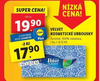Lidl Velvet kosmetické ubrousky nabídka
