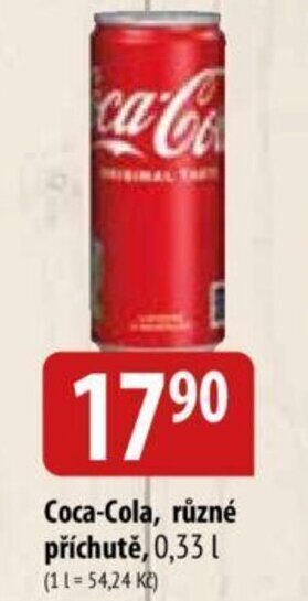 Bala Coca-Cola, různé příchutě, 0,33 l nabídka
