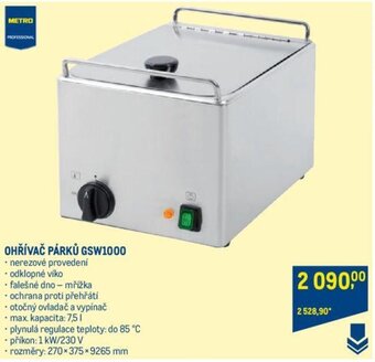 Makro OHŘÍVAČ PÁRKŮ GSW1000 nabídka