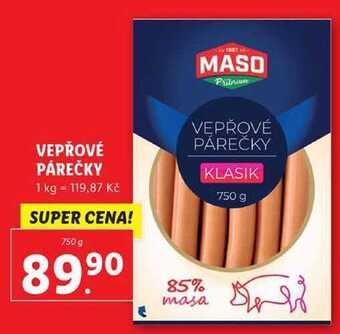 Lidl Vepřové párečky, 750 g nabídka