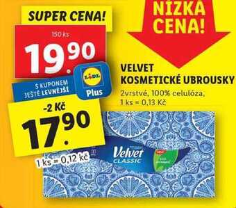 Lidl Velvet kosmetické ubrousky, 150 ks nabídka