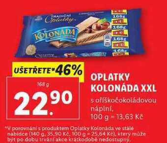 Lidl Oplatky kolonáda xxl, 168 g nabídka