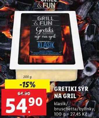 Lidl Gretiki sýr na gril, 200 g nabídka