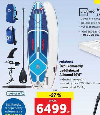 Lidl Dvoukomorový paddleboard allround 10'6 nabídka