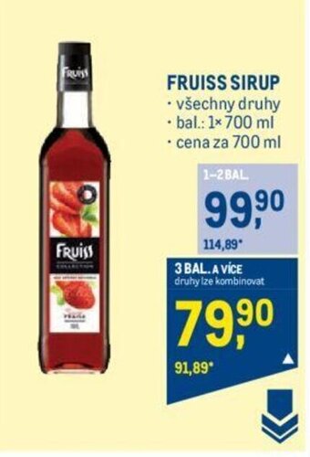Makro FRUISS SIRUP nabídka