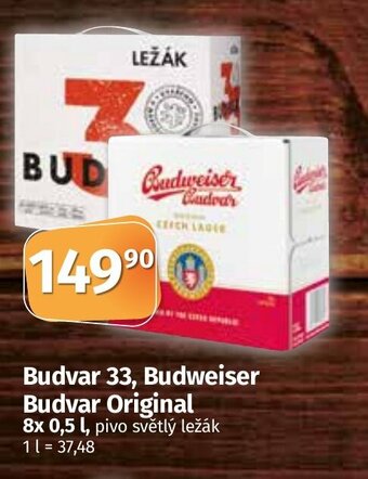COOP TIP Budvar 33, Budweiser Budvar Original nabídka