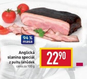 Billa Anglická slanina speciál z pultu lahůdek cena za 100 g nabídka