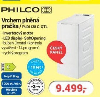 Planeo Elektro PHILCO Vrchem plněná pračka/PLDI 138 C QTL nabídka