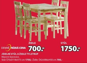 JYSK JÍDELNÍ STŮL A ŽIDLE TYLSTRUP nabídka