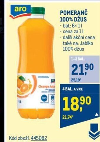Makro POMERANČ 100% DŽUS nabídka