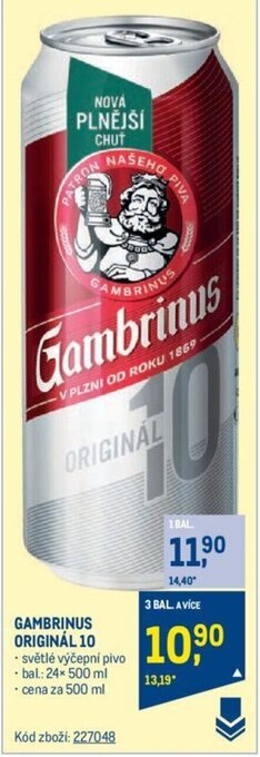 Makro GAMBRINUS ORIGINÁL 10 nabídka
