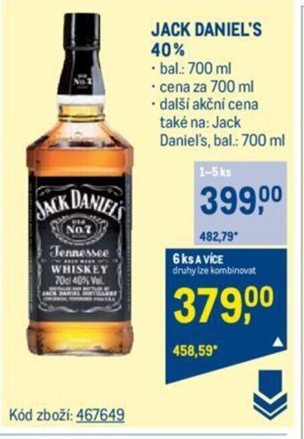 Makro JACK DANIEL'S 40% nabídka