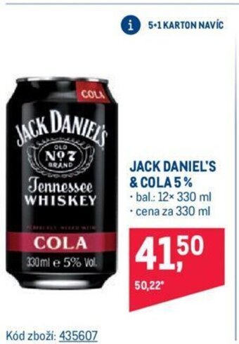 Makro JACK DANIEL'S & COLA 5% nabídka