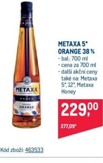 Makro METAXA 5* ORANGE 38% nabídka