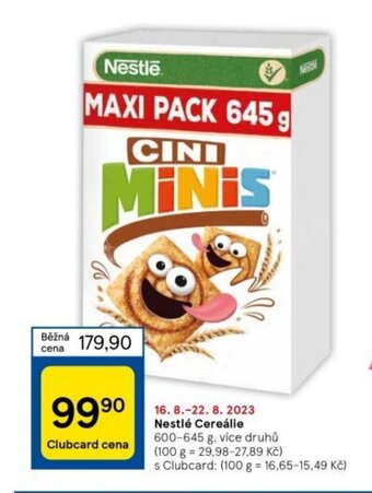 Tesco Nestlé Cereálie nabídka
