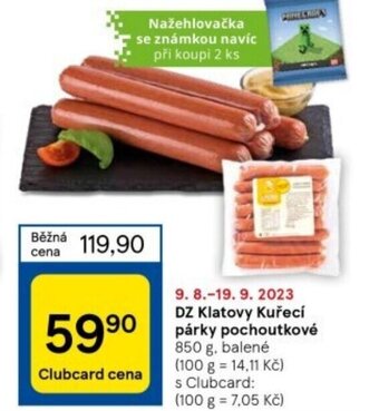 Tesco DZ Klatovy Kuřecí párky pochoutkové 850 g. nabídka