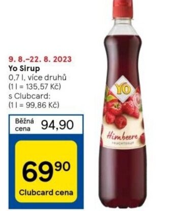 Tesco Yo Sirup 0,7 l nabídka