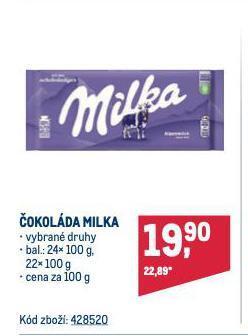 Makro Čokoláda milka nabídka