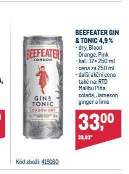 Makro Beefeater gin & tonic nabídka