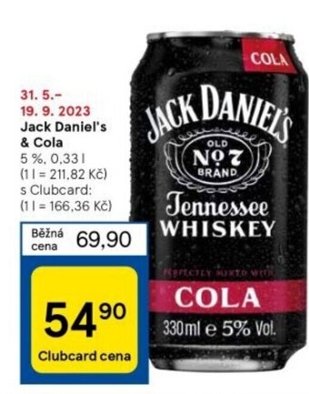 Tesco Jack Daniel's & Cola nabídka