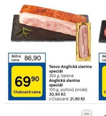 Tesco Anglická slanina speciál nabídka