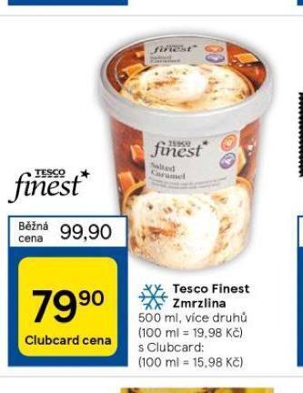 Tesco Tesco finest zmrzlina nabídka